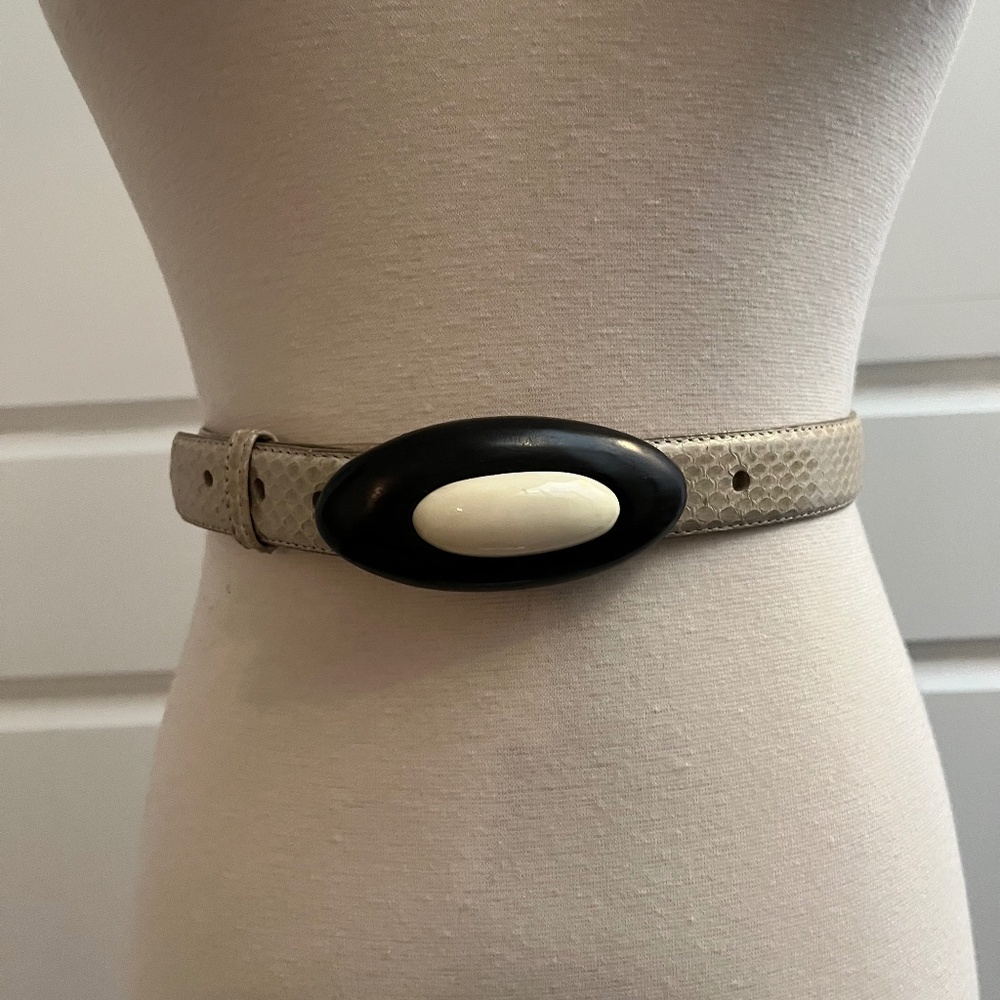 Carlisle Tan / Cream Leather Belt, S, Vintage